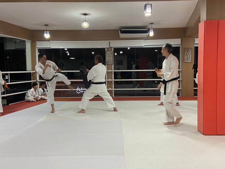 Aula de Karate em Cotia - Renbukan Brasil - Escola de Artes Marciais - Sensei Francisco Santiago - Karateca Arthur Duarte - Sensei Roberto Nascimento -