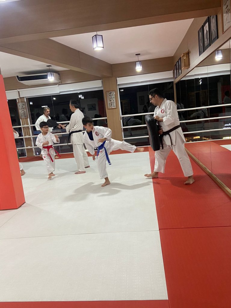 Aula de Karate em Cotia - Renbukan Brasil - Escola de Artes Marciais - Sensei Francisco Santiago - Karateca Arthur Duarte - Sensei Roberto Nascimento
