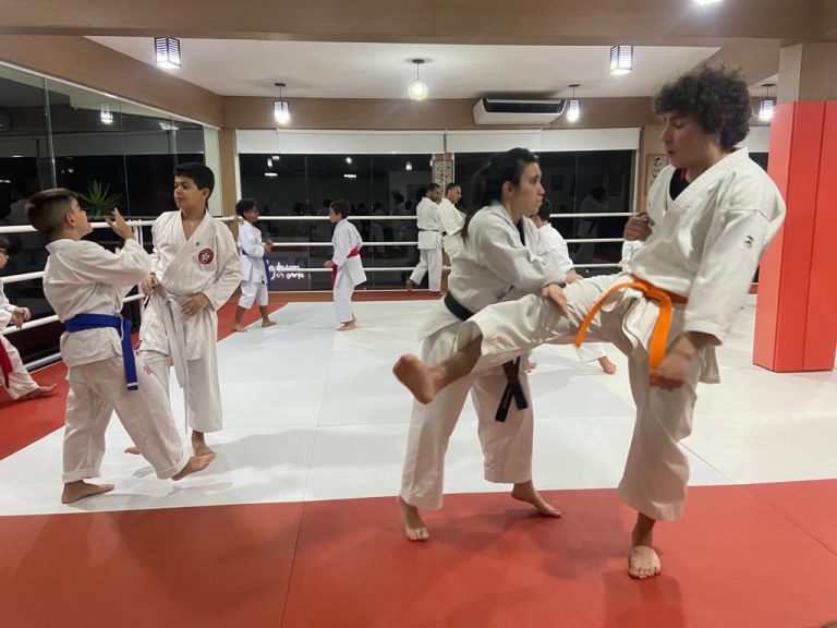 Aula de Karate Shotokan - Escola Renbukan Brasil - Sensei Francisco Santiago - Cotia - São Paulo - Sensei Barbara Belafronte - Yago Seto