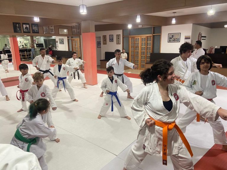 Aula de karate Shotokan - Renbukan Brasil - Escola de Artes Marciais Japonesas - Cotia - São Paulo - Sensei Francisco Santiago - Fiorella Bonaguro