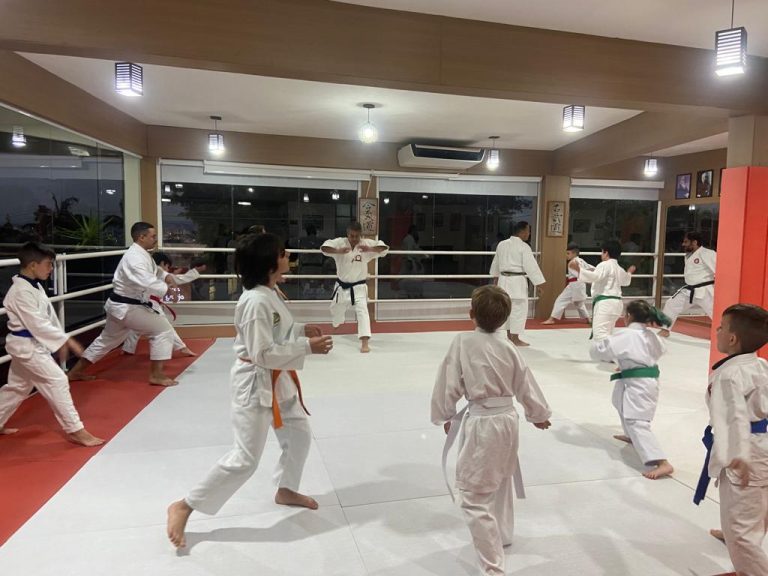 Aula de karate Shotokan - Renbukan Brasil - Escola de Artes Marciais Japonesas - Cotia - São Paulo - Sensei Francisco Santiago - Fiorella Bonaguro - Sensei Roberto Nascimento --