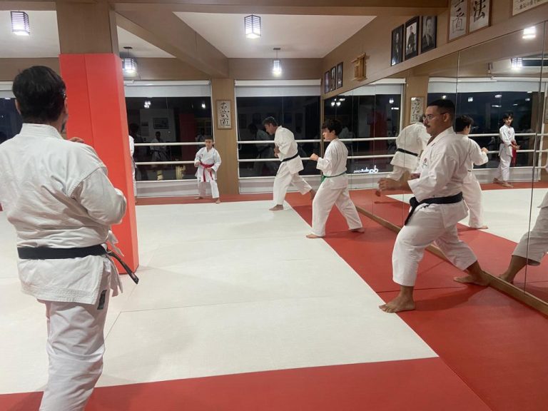 Aula de karate Shotokan - Renbukan Brasil - Escola de Artes Marciais Japonesas - Cotia - São Paulo - Sensei Francisco Santiago - Sensei Roberto Nascimento
