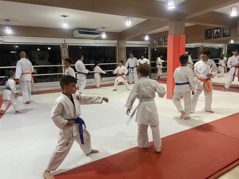 Aulas de karate-do na Renbukan Brasil - Escola de Artes Marciais Japonesas - Cotia - São Paulo - Sensei Francisco Santiago - Arthur Duarte - Fiorella Bonaguro - Yago Seto