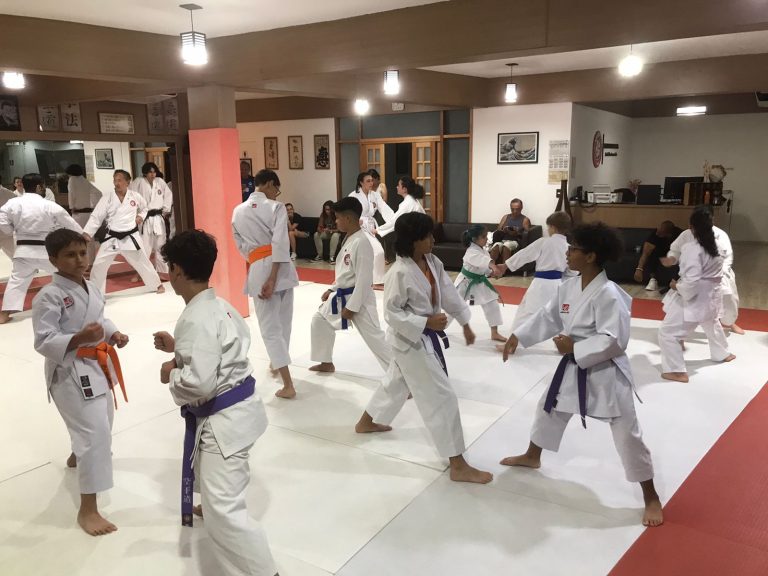 Aulas de 21 de Março de 2023 - Karate Shotokan - Sensei Francisco Santiago - Renbukan Brasil - Escola de Artes Marciais Japonesas - Cotia - São Paulo - Fiorella Boanguro - Yago Seto